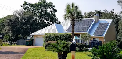 Residential solar panel installation on Florida home roof